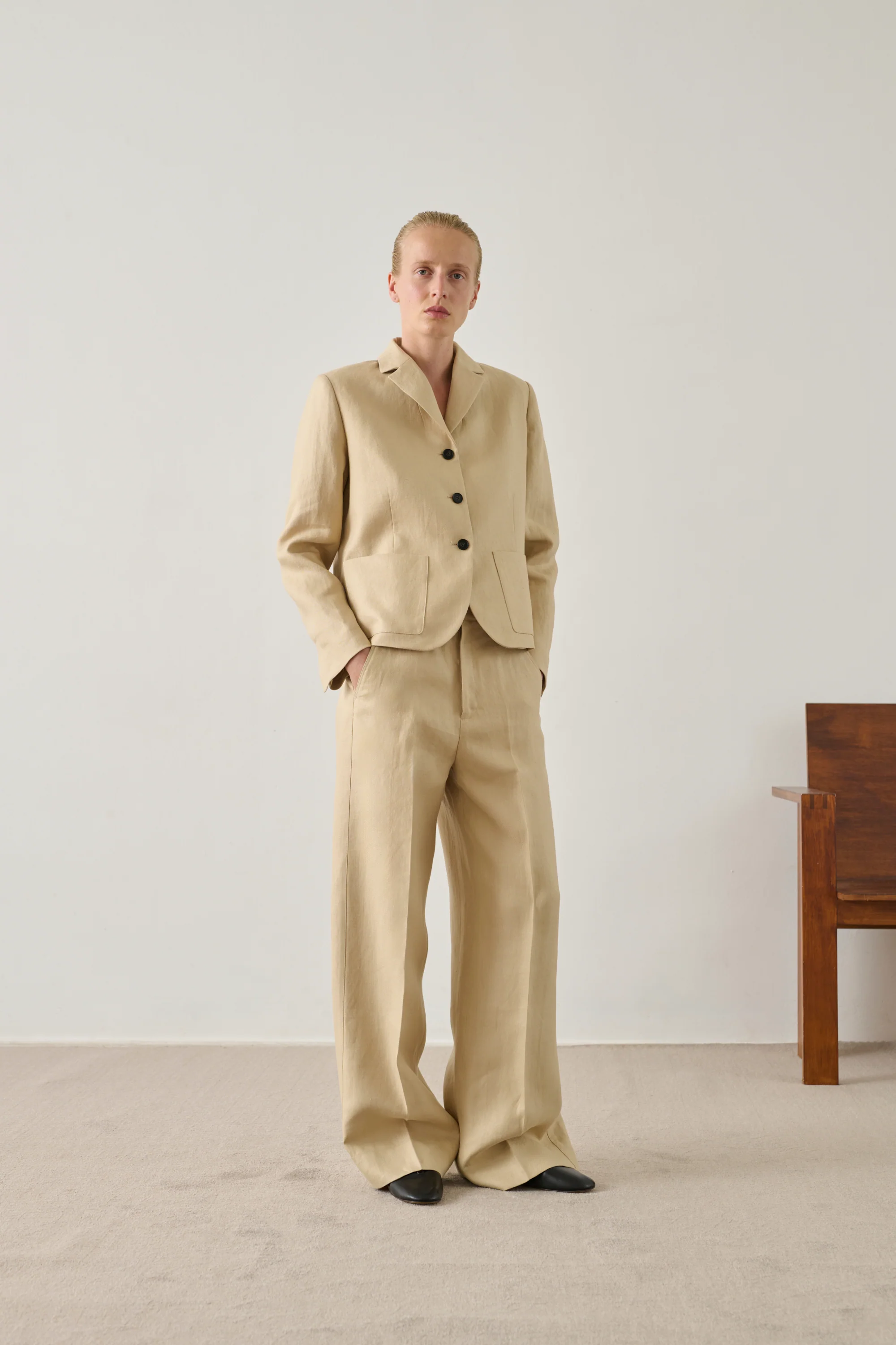 BEIGE HIPPOLYTE TROUSERS